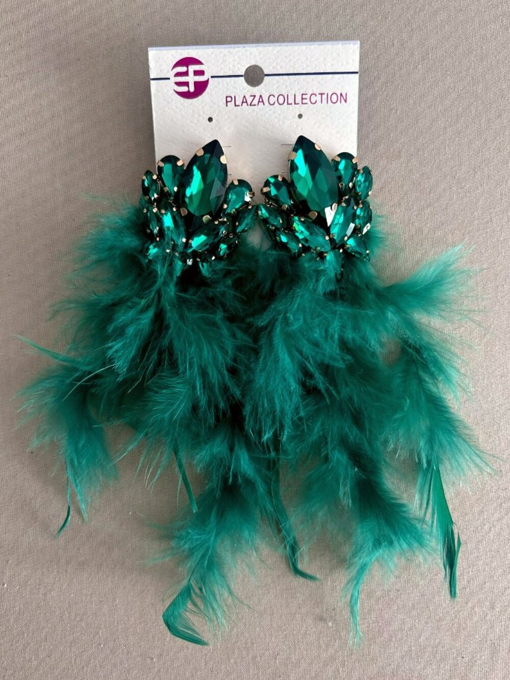 Rhinestone Feather Statement Fashion Earrings